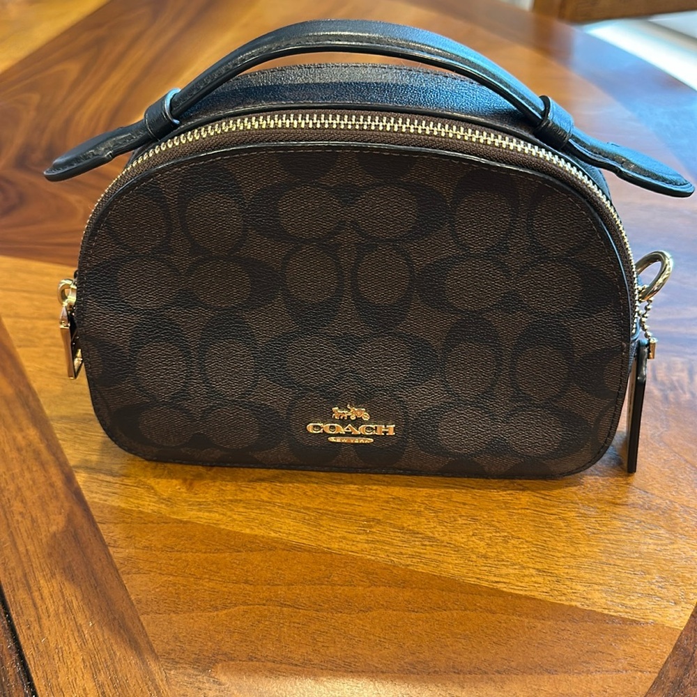 Coach Serena Satchel Crossbody Top Handle Brown Signature Canvas